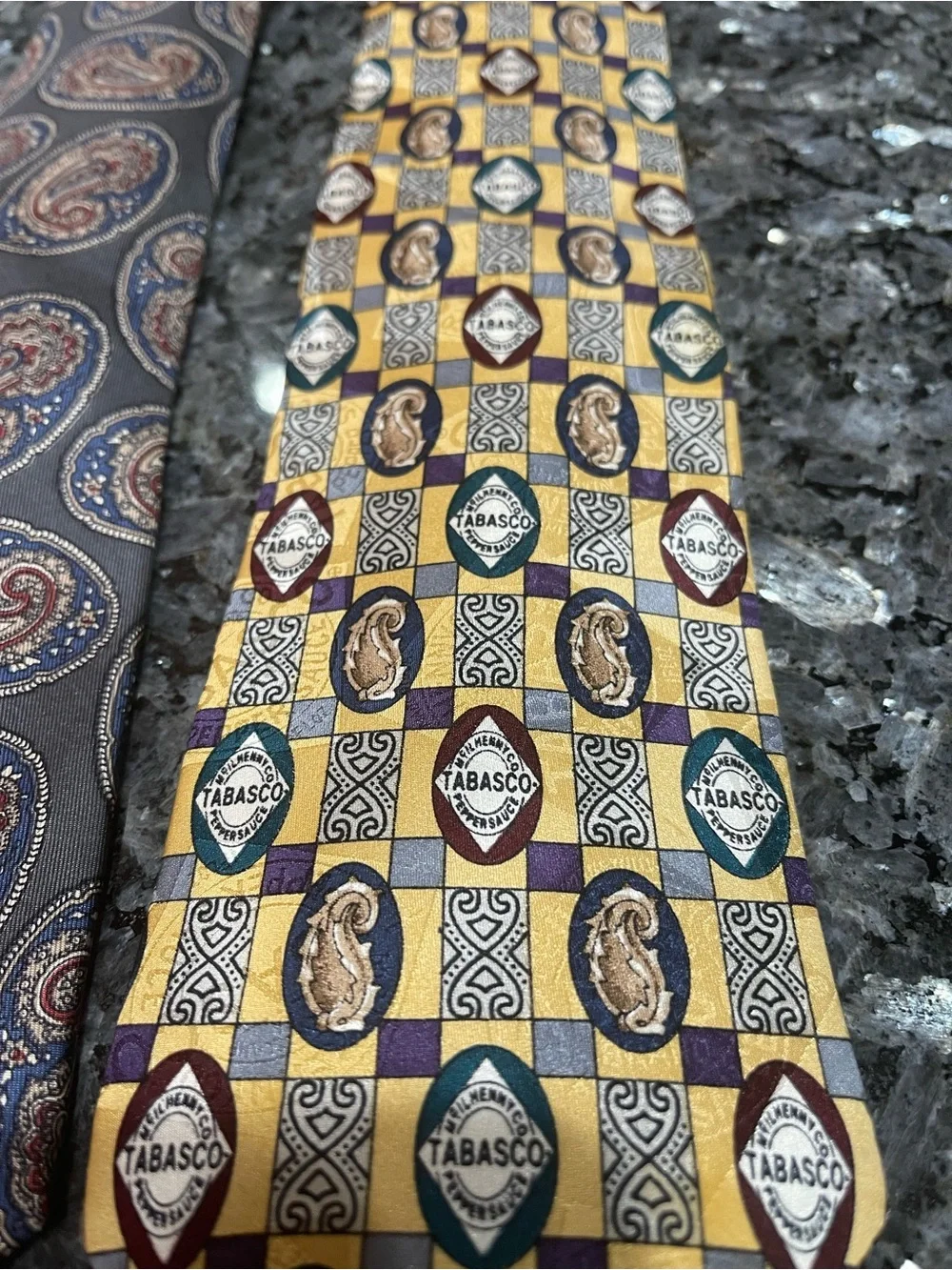 2 New Orleans Theme Silk Ties Tabasco & Maison Blanche